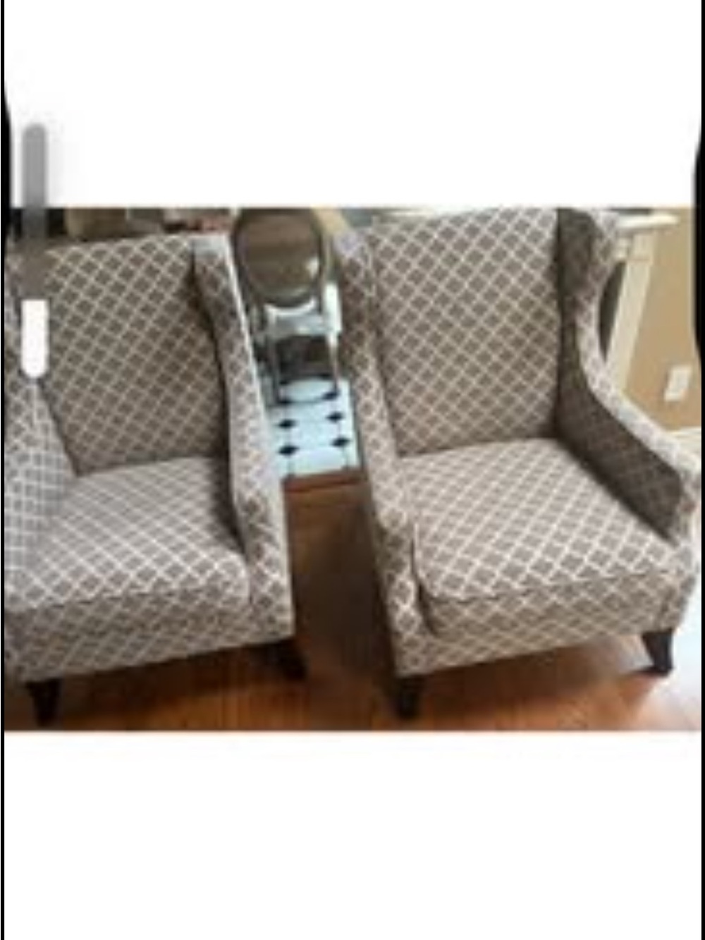 Pier1 imports Alex wing Diamond-Pattern Accent Chair Pair in Taupe